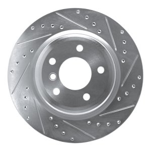 BMW 335XI Brake Rotor (1) - Rear Right - R1 Concepts - Drilled & Slotted - Silver - `06-`15